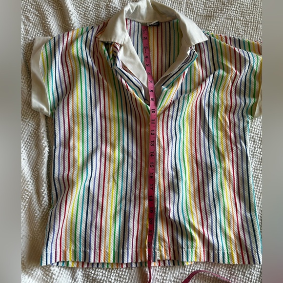 Vintage striped rainbow button up blouse size small - Picture 5 of 8